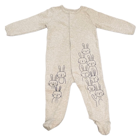 ABSORBA Baby Gray Bunny Print Footie Sleeper - Picture 2 of 6